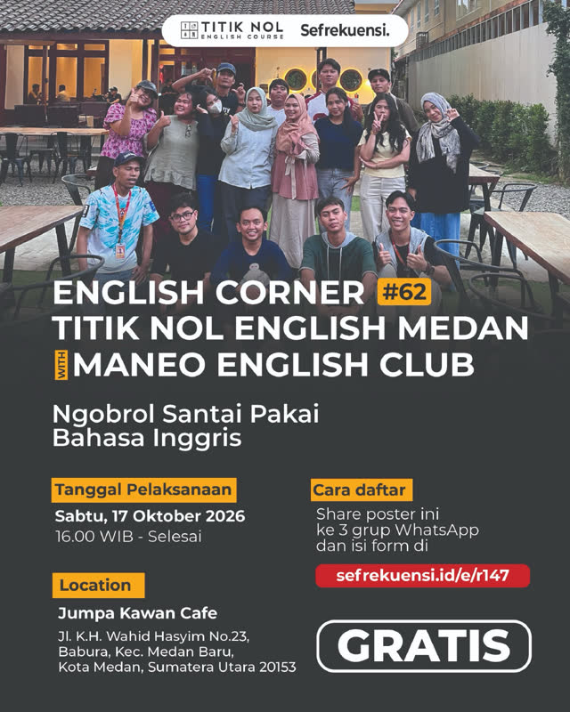 Poster English Corner Titik Nol Medan