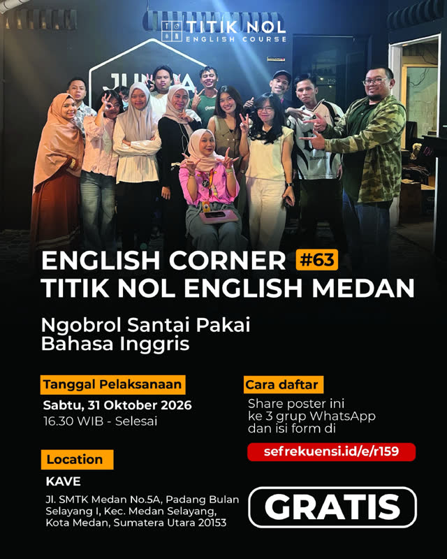 Poster English Corner Titik Nol Medan